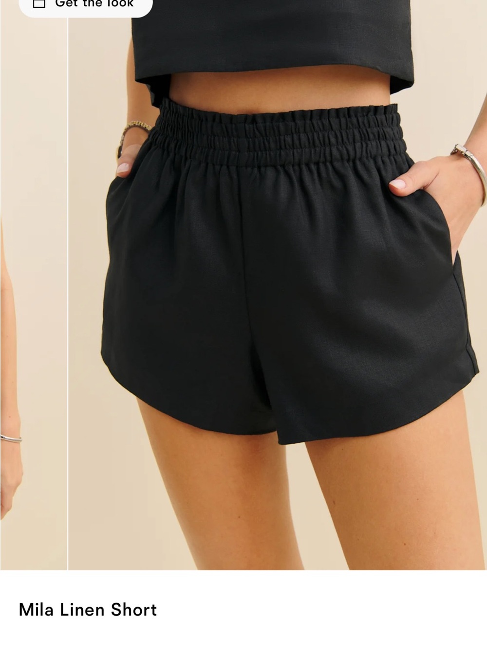 Reformation Mila Linen Shorts - Black size S